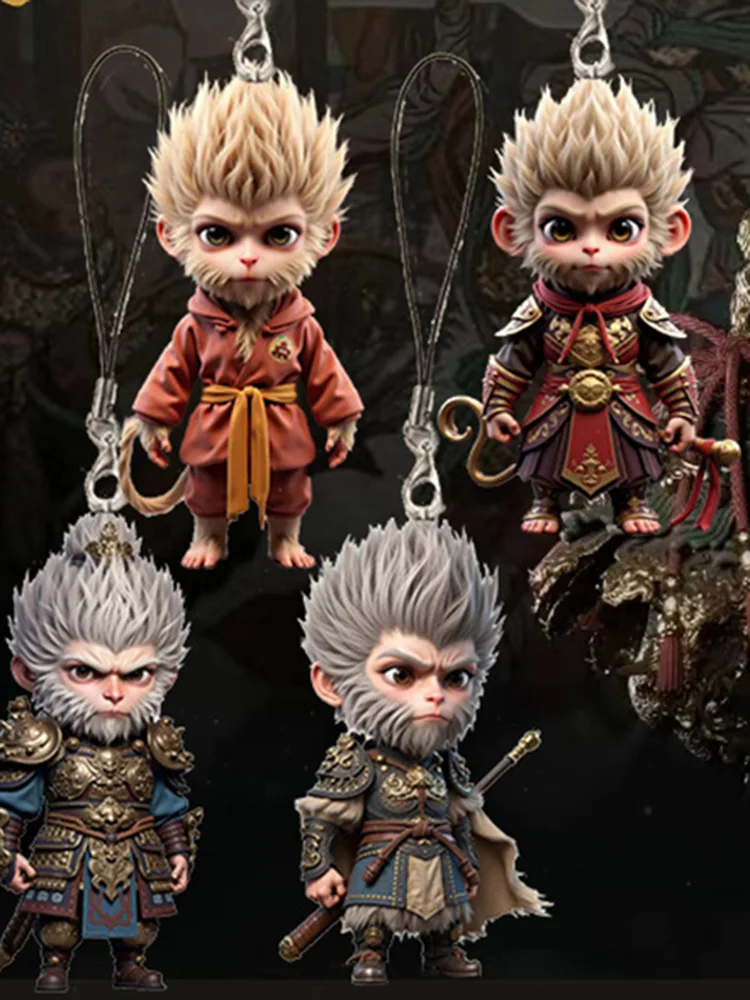 4 Pcs Black Myth Wukong Action Figure The Destined One Key Chain Wukong Key Ring 2024 New Children Toys Decoration Birthday Gift-animated-img