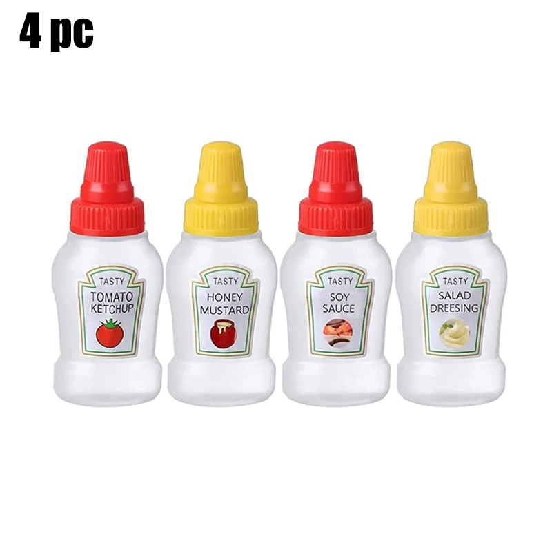 4/8pcs Mini Condiment Squeeze Bottles 25ml Honey/Ketchup/Soy Sauce