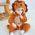 Cartoon Flannel Baby Rompers Blue Fox Dinosaur Penguin Pajamas Cotton Baby Boy Girl Animal Costume Baby Jumpsuit Kigurumi Outfit preview-2