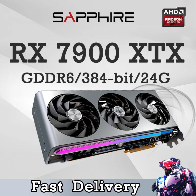New Sapphire RX7900XTX 24G D6 Platinum OC Graphics Card 24GB/384bit/GDDR6 RX7900 XTX Video Cards GPU видеокарта placa de video-animated-img