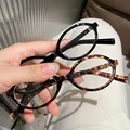 Y2K Leopard Small Frame Glasses Oval Women Girls Retro Anti Blue Light Eyewear Glass Computer Reading Eyeglasses Decorative preview-2