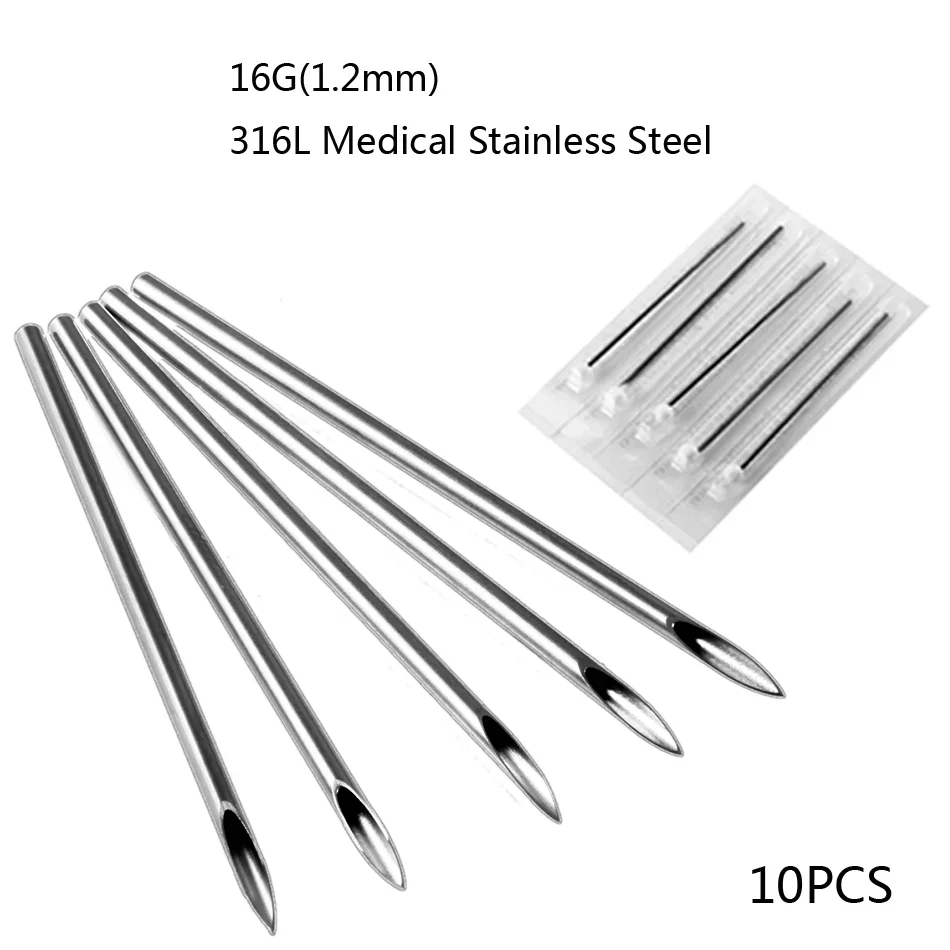 316L Medical Stainless Steel Piercing Anti Allergic 14G 16G 18G 20G Multi-Purpose Piercing Needle Belly Nose Piercing Jewelry-animated-img