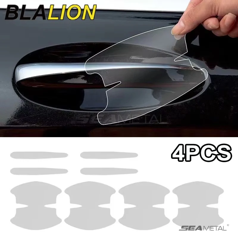 BLALION  4PCS Universal Car Door Handle Bowl Scratch Protective Stickers Transparent Car Handle Anti-collision Protection Strip-animated-img