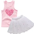Girls Summer Fashion Clothes Set Girls Cute Pet Cat Tank Top+TUTU Skirt Two Piece Suits for kids Birthday party clothing