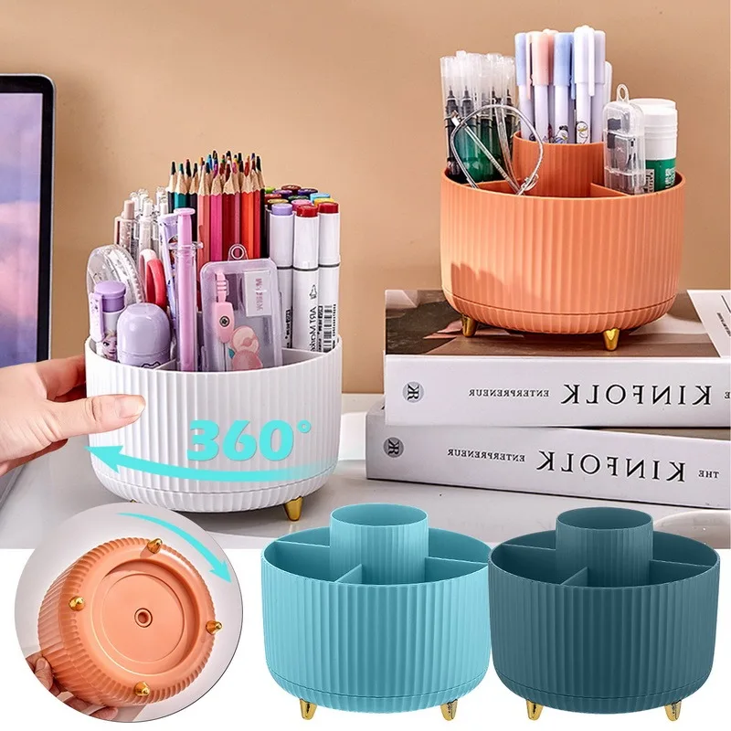 360 Rotating Makeup Brush Holder Desktop Cosmetic Organizer Rotating  Desktop Storage Box Portable Lipstick Eyeliner Holder