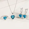 925 Sterling Silver Jewelry Sets For Women Heart Zircon Ring Earrings Necklace Wedding Bridal Elegant Christmas preview-2