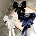 Korean New Big Bow Tie Crystal Fabric Collars Flower Long Ribbon Pins Fashion Women's Jewelry Gift Brooch for Women Accessories preview-3