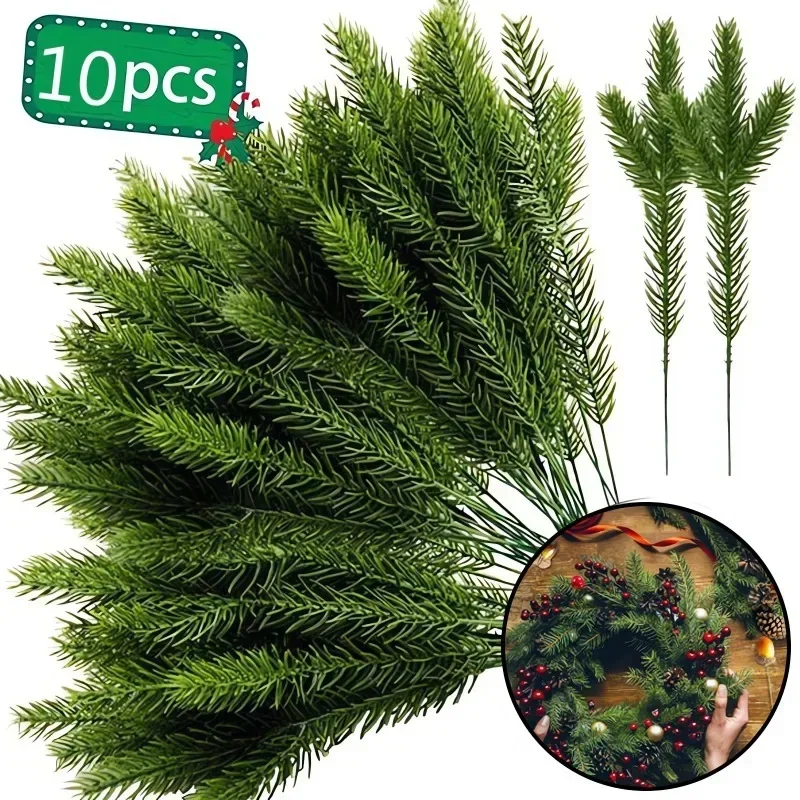 10Pcs Mini Simulation Christmas Pine Picks Stems Artificial Pine