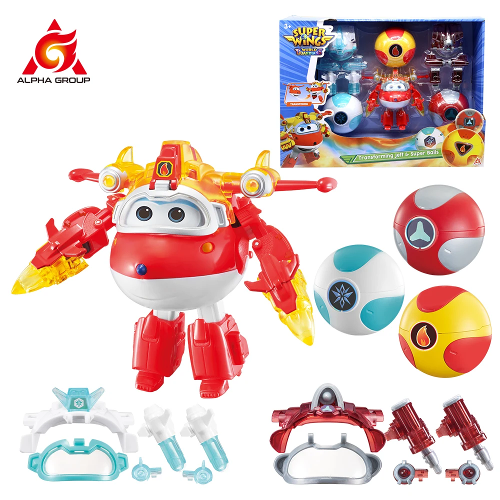 Super Wings S6 5 Inches Transforming Jett & ball - Iron Power Robots  Deformation to Airplane Action Figures Anime Kid Toys