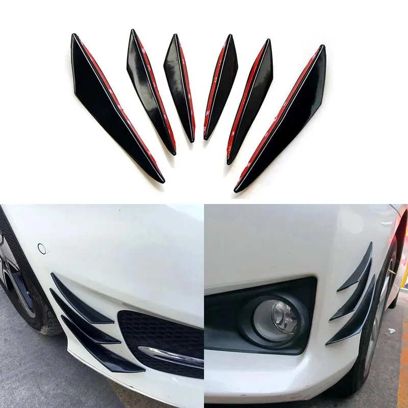 6Pcs/Set Universal Front Bumper Lip Diffuser Splitter Fins Body Spoiler Car Tuning Canards Valence Car Decoration Decoration-animated-img