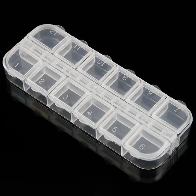 12 Grids Clear Plastic Jewelry Box Multipurpose Plastic Tool Box Multi-size Adjustable Beads Earrings Jewelry Storage Square Box-animated-img