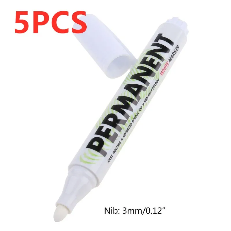2pcs White Marker Pen Alcohol Paint Oily Waterproof Tire Painting Graffiti  Pens Permanent Gel Pen For Fabric Wood Leather Marker