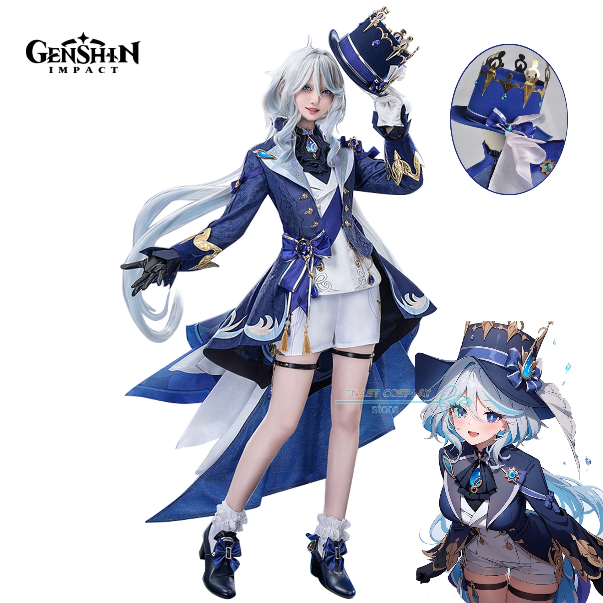 Furina Cosplay Game Genshinimpact Furina Cosplay Costume Fontaine Anime Uniform Halloween Party Role Play Costume Full Set Cos-animated-img
