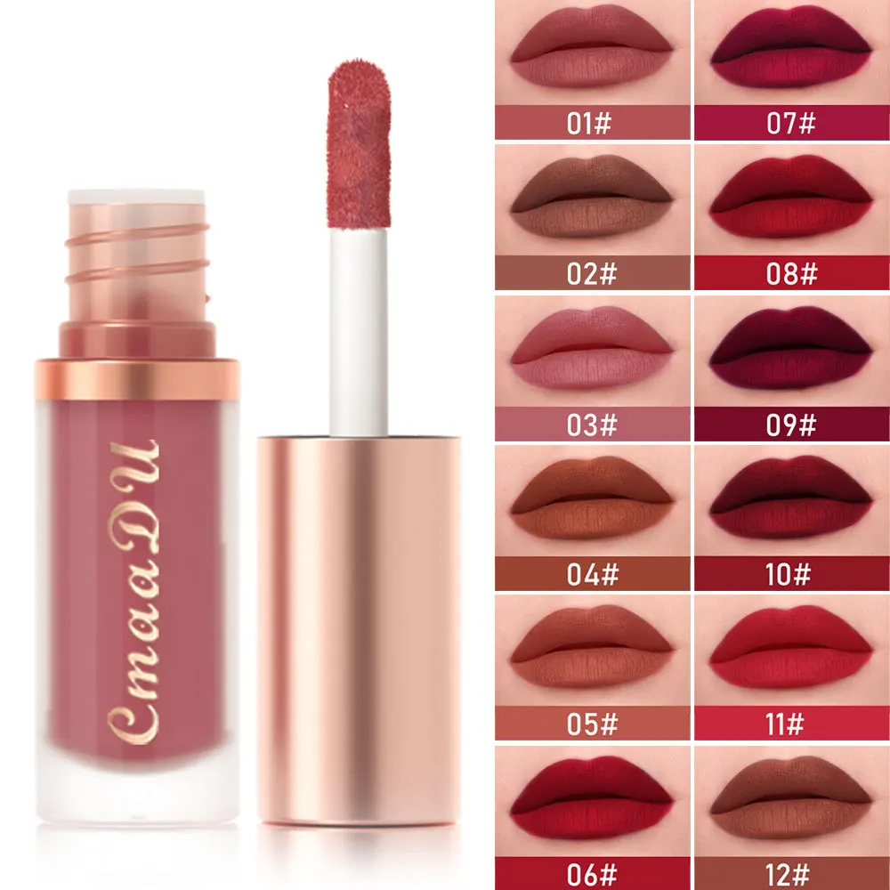 CmaaDu Velvet Matte Liquid Lipstick Waterproof Long Lasting Nonstick Cup Mate Nude Red Lip Stick Lint Tube Makeup Cosmetics Lips-animated-img