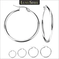 LUXUSTEEL 2Pcs 10-70mm Stainless Steel Hoop Earrings For Women Men Silver Color Round Small Big Circle Huggies Punk Jewelry