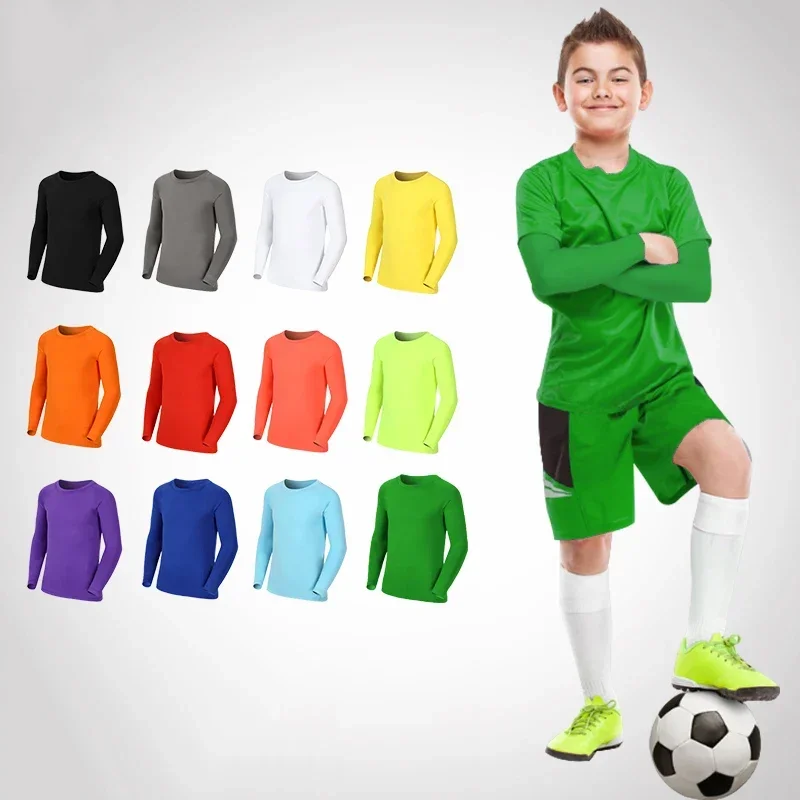 Kids Children Boy Girl Compression Running Long T Shirt Fitness Sport Basketball Football Gym Sportswear Soccer Clothes 25-animated-img