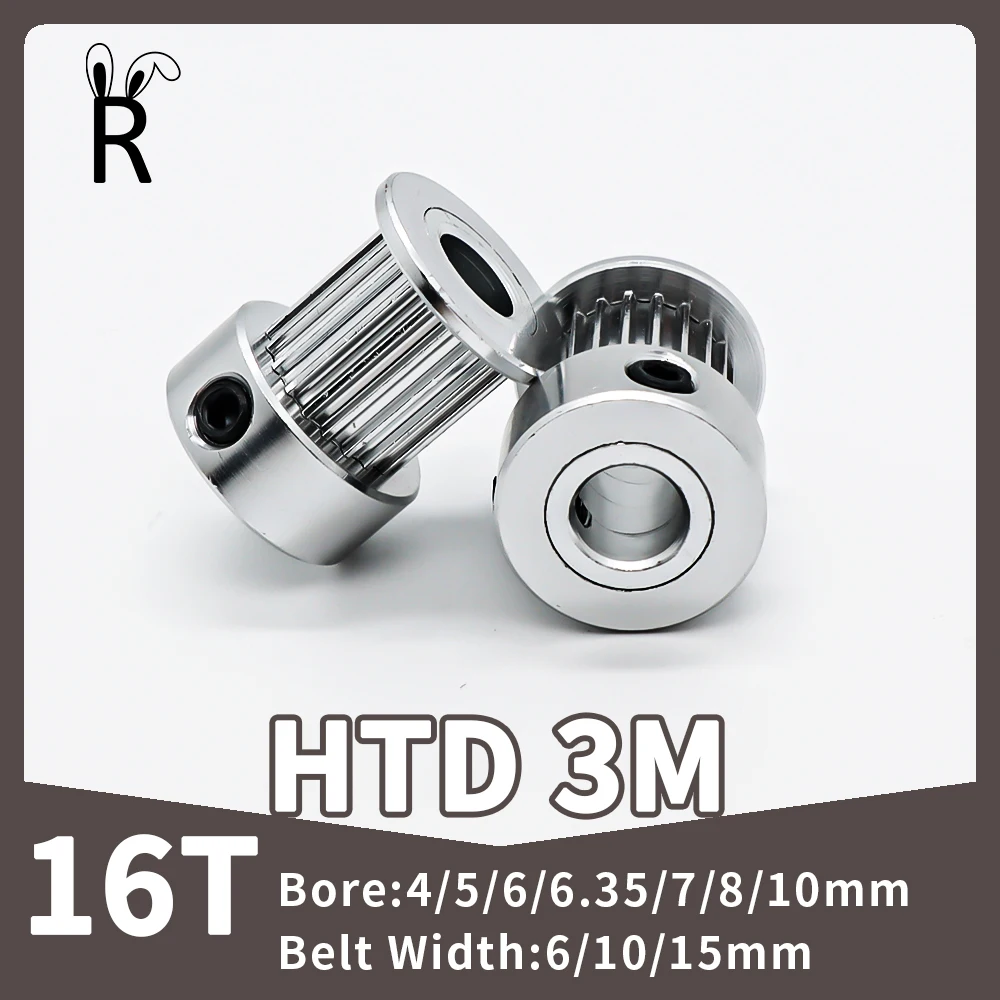 16 Tooth HTD 3M Timing Pulley Bore 4/5/6/6.35/7/8/10mm 16T Belt Pulley Teeth Width 6/10/15mm 3M Pulley Gear Synchronous Wheels-animated-img