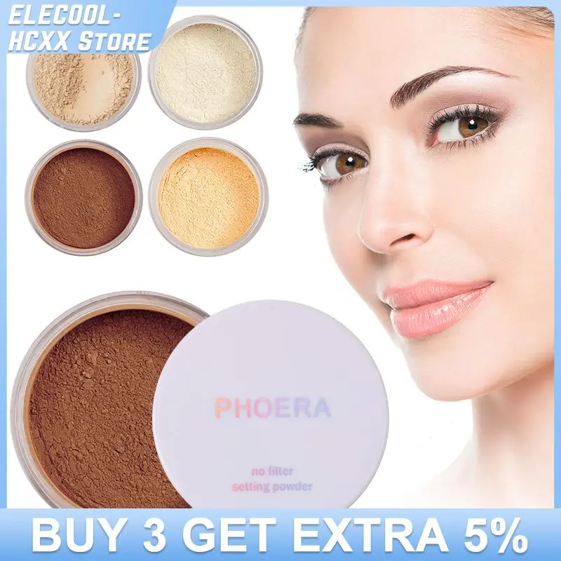 PHOERA 4 Color Matte Oil Control Powder Facial Whitening Brighten Skin Powder Concealer Repair Loose Powder Face Beauty Makeup-animated-img