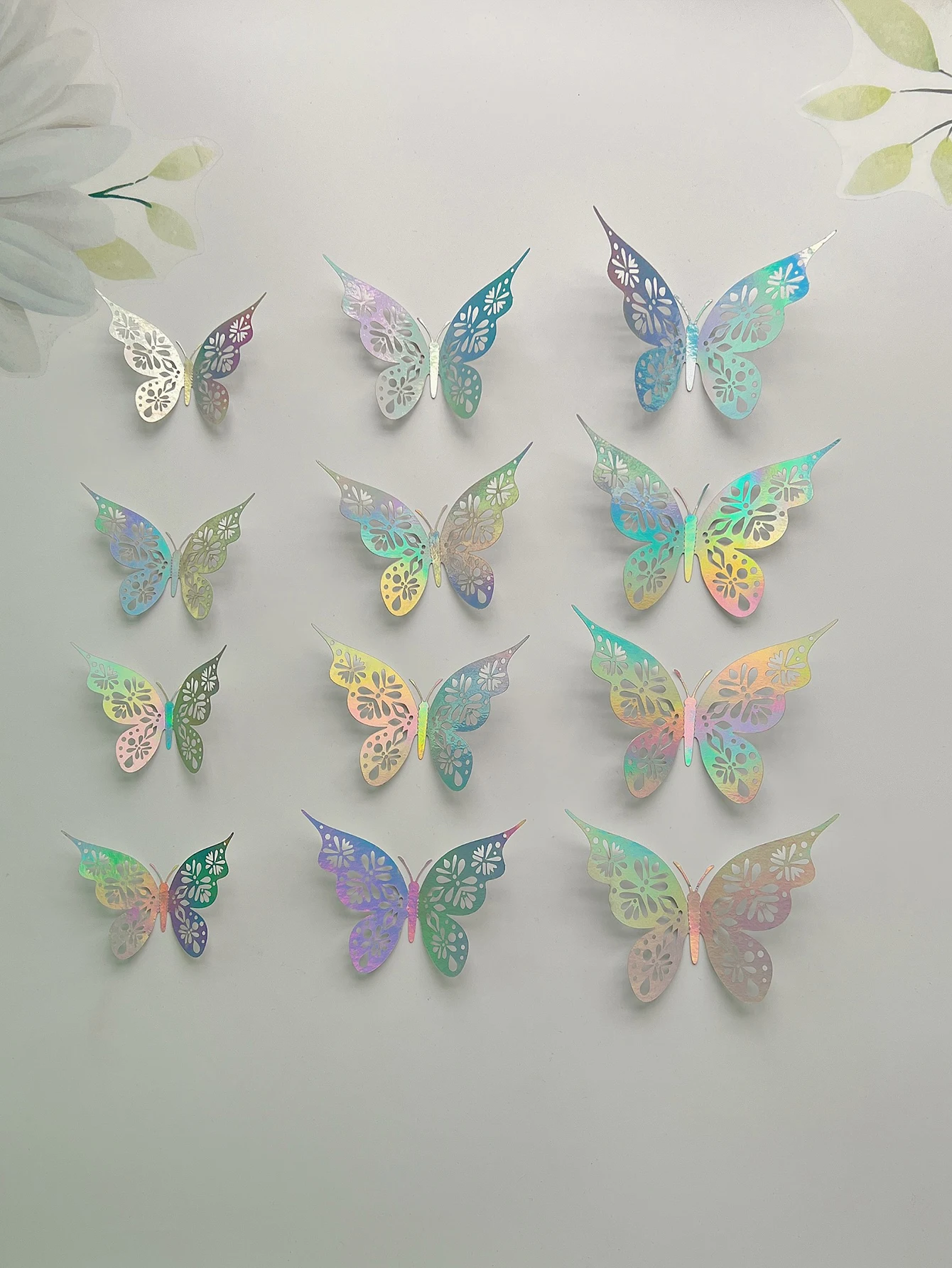 12 Pieces 3D Hollow Butterfly Wall Sticker Bedroom Living Room Home Decoration Paper Butterfly-animated-img