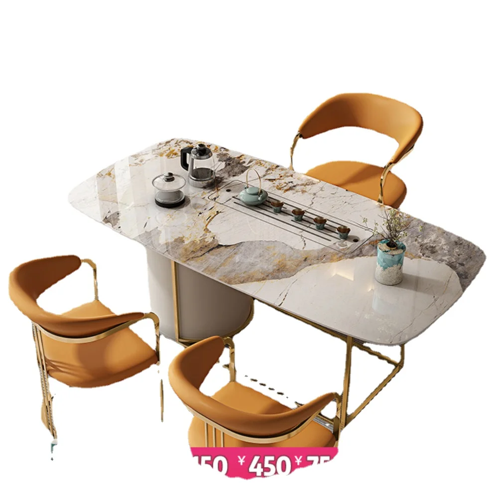 Light Luxury Stone Plate Table-Chair Set Kung Fu Tea Brewing Table Tea Table Modern Simple Home Tea Table Tea Set