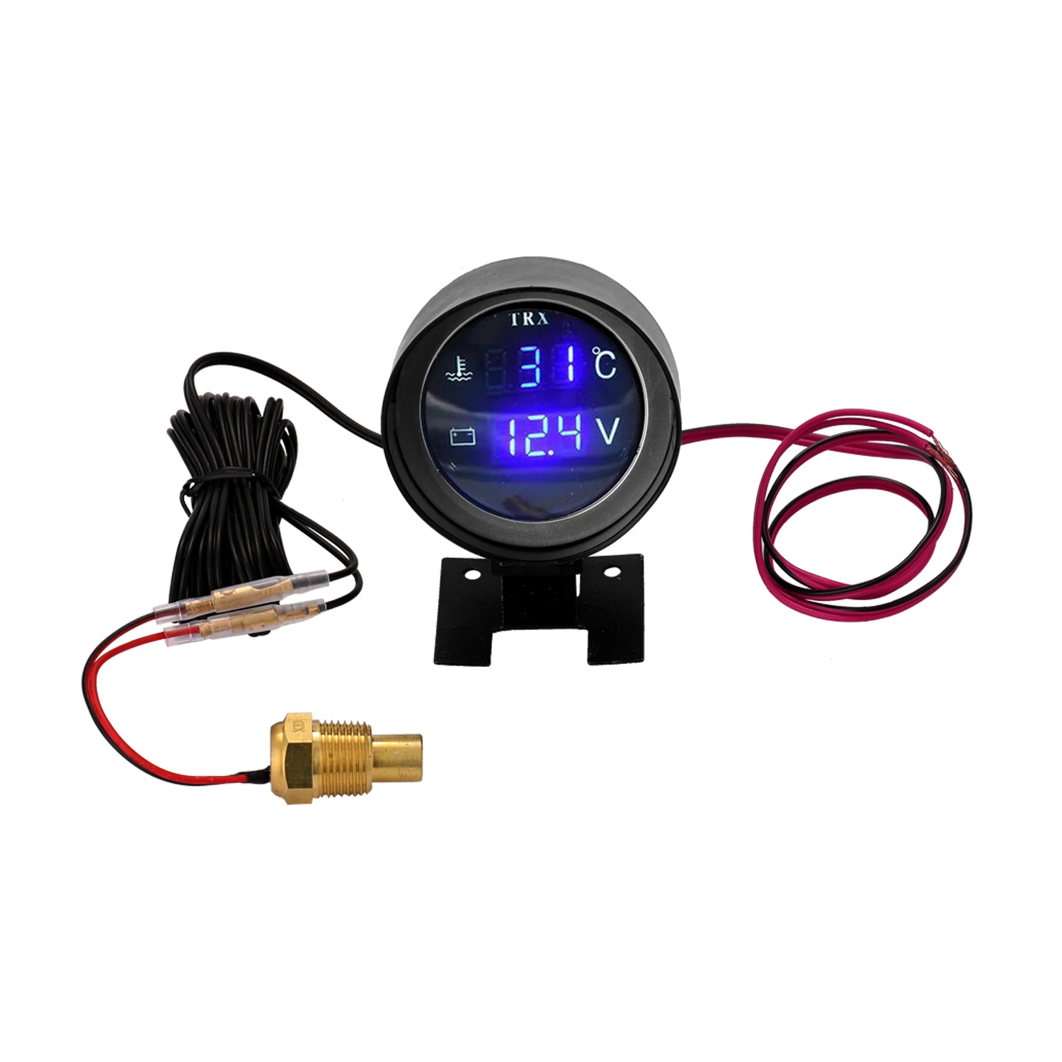 Round Led Digital Car Truck Water Temp Gauge Temperature Sensor Temperatura Moto + Voltmeter Volt Voltage Meter 2 in 1 12.0V 24V-animated-img