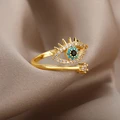 Stainless Steel Zircon Geometric Rings For Women Luxury Evil Eye Gold Color Adjustable Trendy Wedding Aesthetic Jewerly Gift preview-2