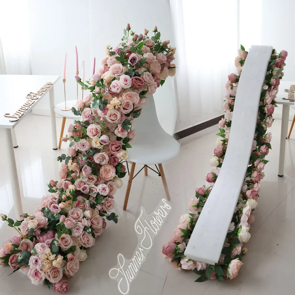 2m Luxury Artificial Flowers Wedding Decoration Table Long Runner Flower Row Floral Backdrop Arrangement Wall Arch Decor-animated-img