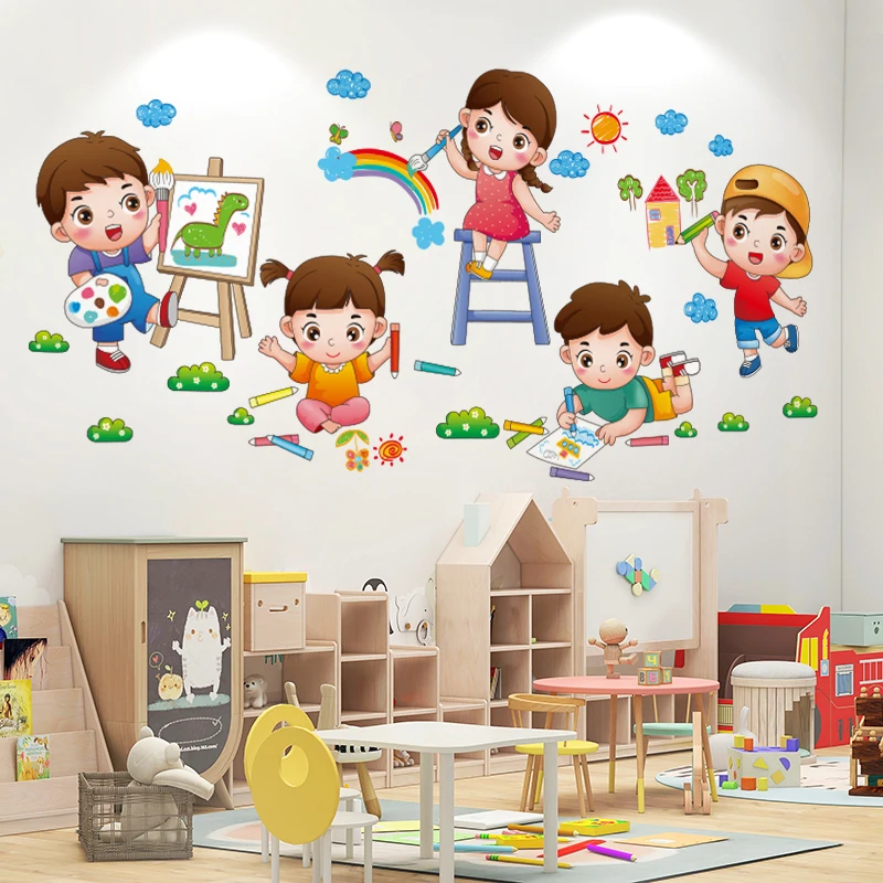 [SHIJUEHEZI] Cartoon Children Wall Stickers Decor DIY Clouds Mural Decals for Kids Rooms Baby Bedroom Nursery Home Decoration-animated-img