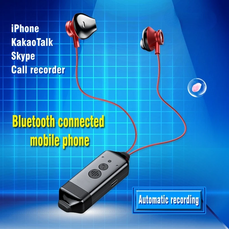 Call Recording Headset for iPhone WeChat Skype WhatsApp Kakaotalk Facebook Twitter Voice Teleconferencing Bluetooth Recorder preview-7