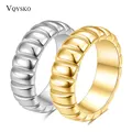 VQYSKO Geometric Wave Band Ring Line Dome Wedding Ring Curved Simple Metal Creative Men's And Women's Jewelry