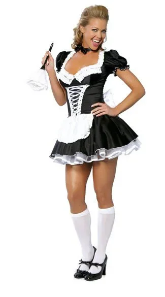 Halloween Costumes for Women's Sexy Cosplay Lingerie Exotic French Anime Maid Costume Dress S-6XL-animated-img