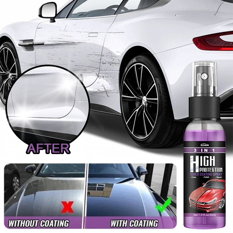 3 In 1 Car Ceramic Coating Spray 30ml/100ml Auto Nano Ceramic Coating  Polishing Spraying Wax Car Paint Scratch Repair Remover - AliExpress