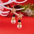 Korean Luxury Zircon Imitation Pearl Snowman Stud Earrings for Women Shiny Crystal Snowflake Earring Christmas Party Jewelry preview-1