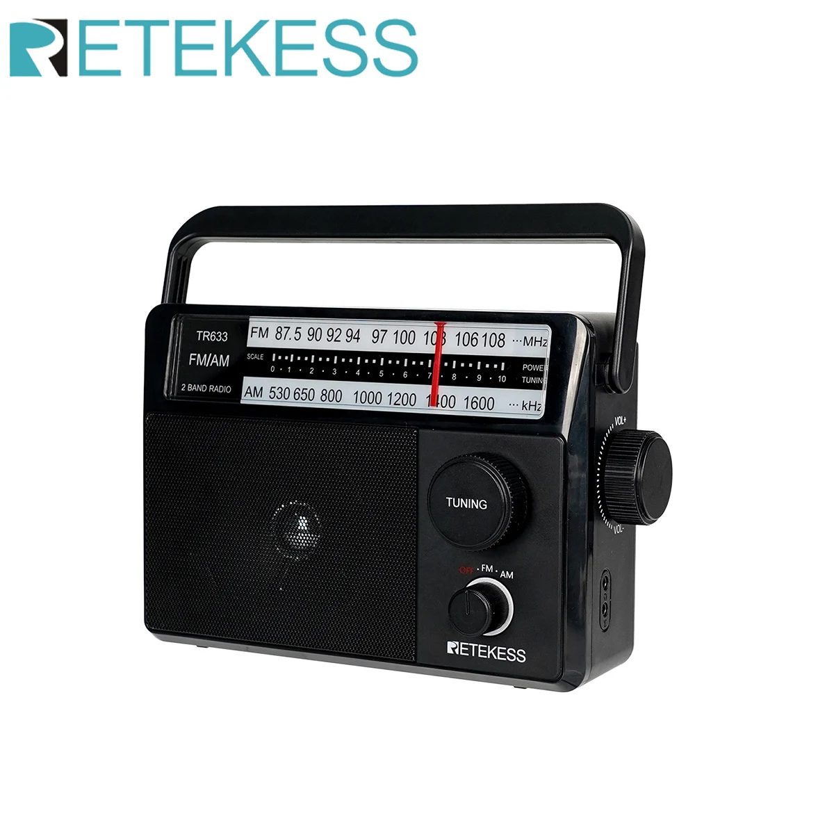 Retekess TR633 Radio FM Portable Radios AM FM Rechargeable Battery Operated Radio Search Indicator Light Large Scale Senior Home-animated-img