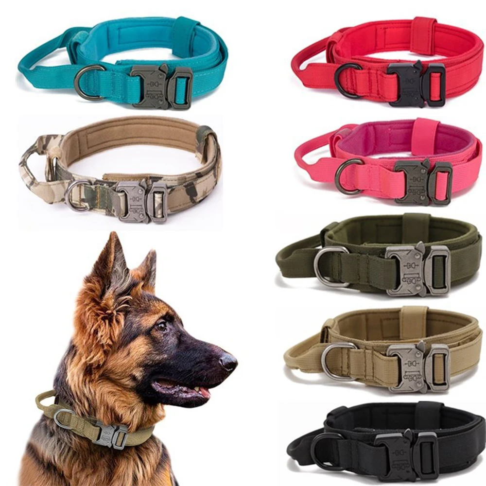 Pet Dog Collar Leash Set Nylon Material Durable Dog Collar Reflective Leash Pet Tactical Training Dog Collar Large Dog Leash Set-animated-img