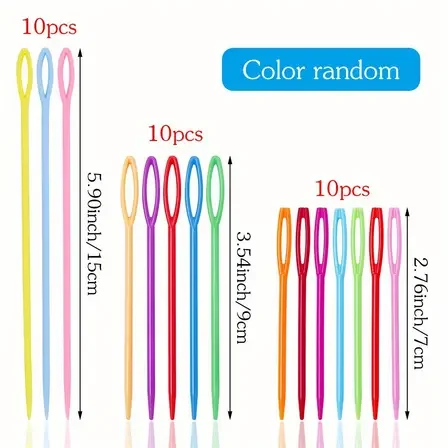 30 PCs Mixed Color 7/9/15cm Plastic Knitting Needles Crochet Hooks Wool Yarn Needle Children DIY Sweater Weaving Tools Accessory-animated-img