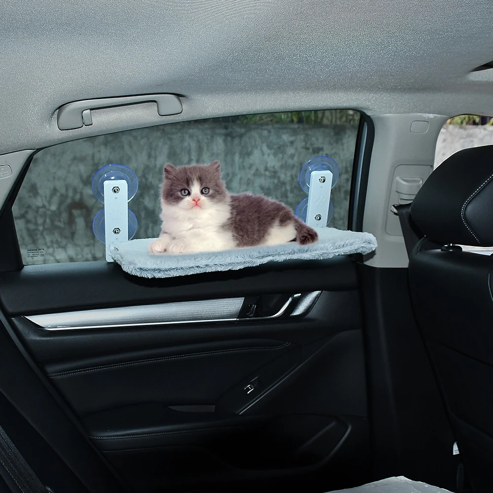 Car Window Hammock for Cat Pet Animal Transportation, Window Bed with Strong Suction Cups-animated-img