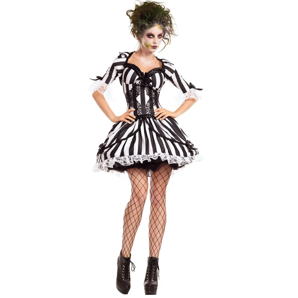 Sexy Halloween Costumes for Women Vampire Apparel Ghost Bride Evil Clown Cosplay Exotic Sets-animated-img