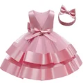 שמלת תינוק 0-5 מסיבת יום הולדת ילדה שמלת נסיכה רשת פרפר טקס חתונה פרח ילדים שמלת ערב אלגנטית