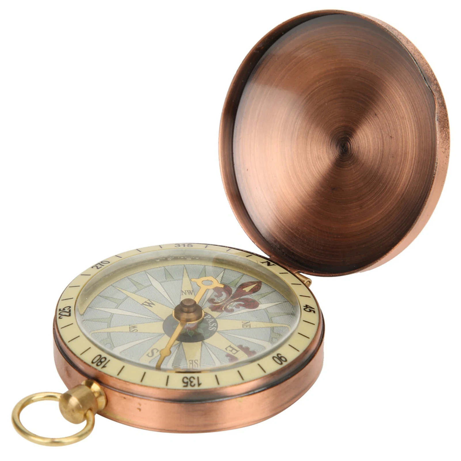 Vintage Copper Compass Portable Pocket Watch Compass For Camping Hiking Mountain Climbing-animated-img