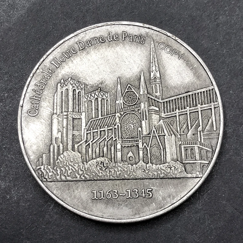 France 1163-1345 Notre Dame Cathedral 5 Francs original commemorative challenge coin replica old money Collectible Medal-animated-img