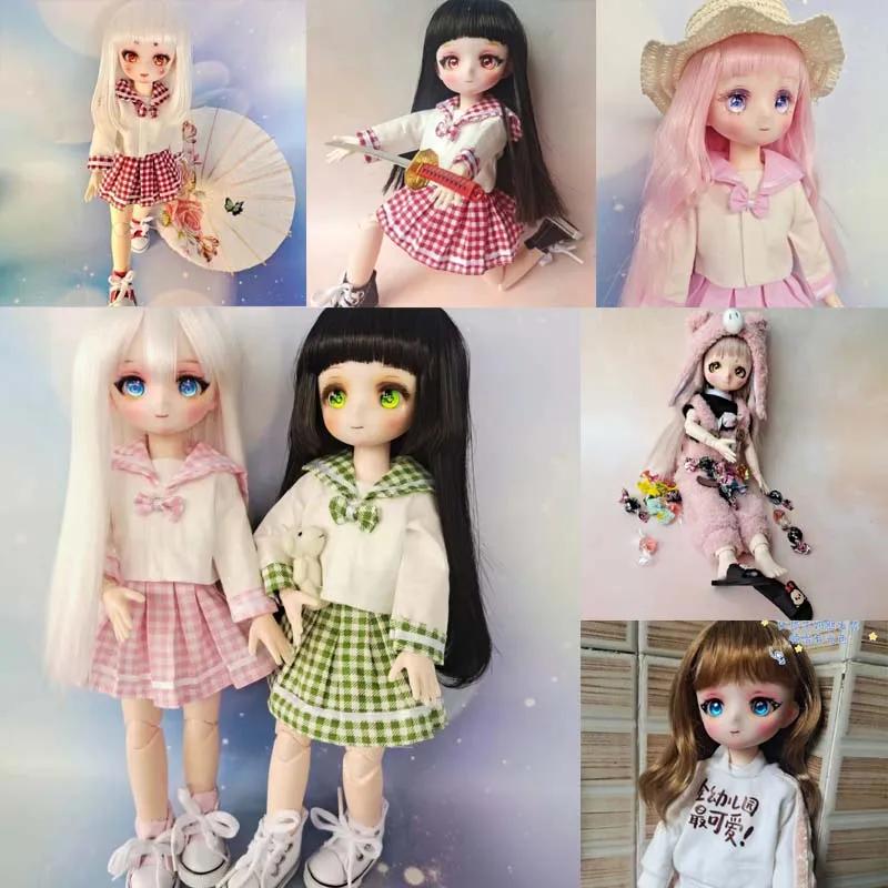 28cm Baby Girl 1/6 Bjd Witch Dolls Full Set Vanilla Anime Doll Dress Up  Children Toys for Girls