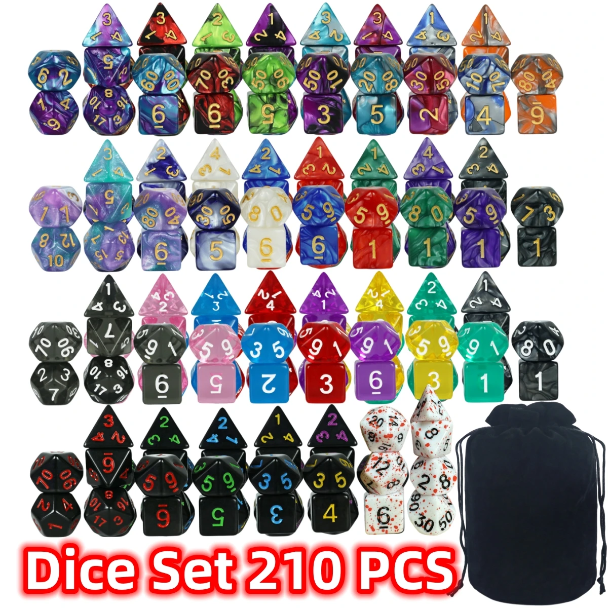 Dice Games Polyhedral Dice Set High Quality Mixed Dice Set Multiple Wonderful Sytles With Velvet Bag For DND Game RPG Board Game-animated-img