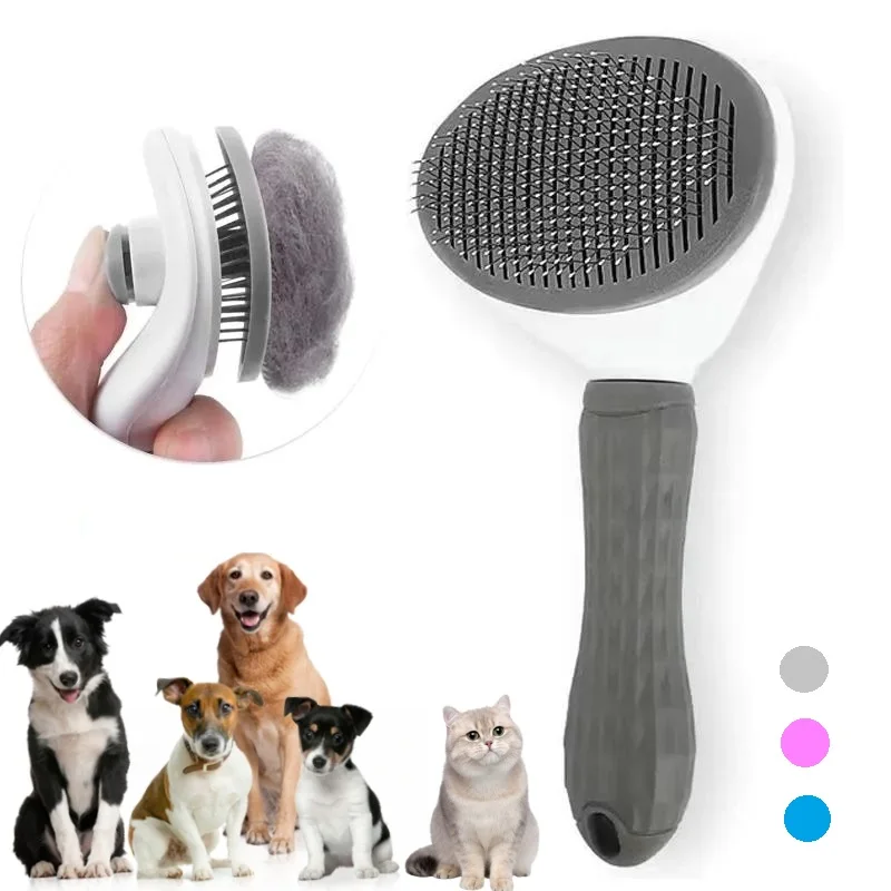 Self-cleaning Pet Hair Remove Comb Cat Slicker Brush Pet Hair Removal Comb For Cats Grooming Brushes Dog Combs Cat Accessories-animated-img