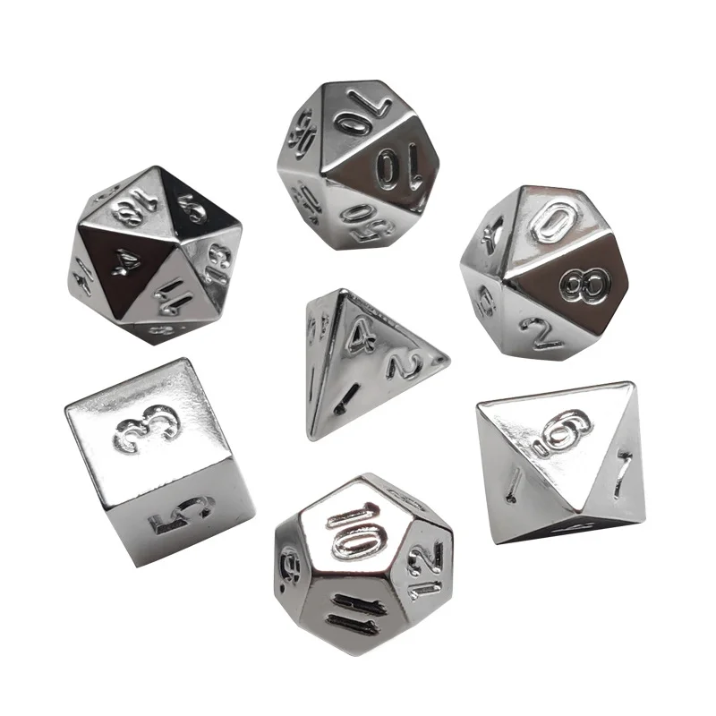 7Pcs/set New Multi Sided Dice Electroplated Running Group Dice Gold and Silver Board Game Dice-animated-img