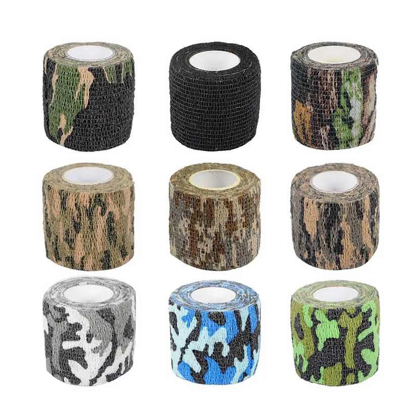 Elastic Stealth Tape Hunting Military Camouflage Tape Paintball Airsoft  Gun Rifle Shooting Stretch Bandage Camo Tape 3Pcs/lot-animated-img