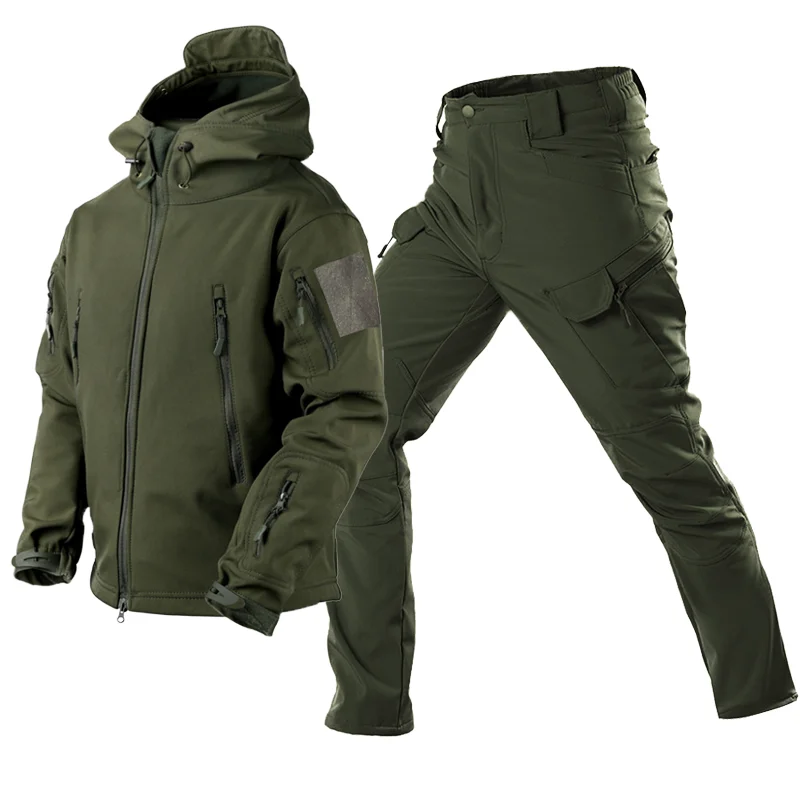 Men Winter Autumn Tactical Army Military Combat SoftShell Fleece Jackets Waterproof Suit Fishing Hiking Camping Coat Thermal-animated-img