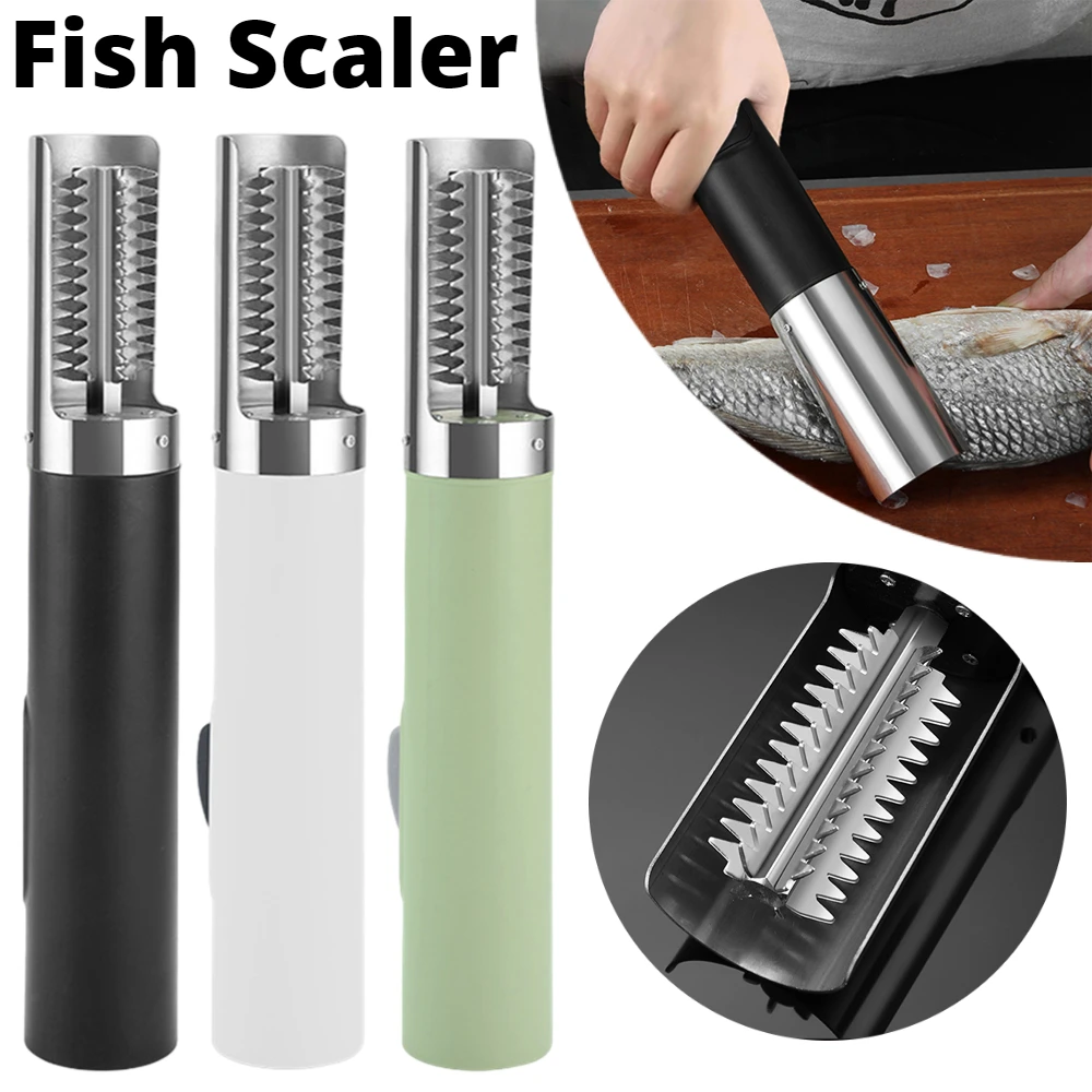 Electric Fish Scaler Remover Fish Scale Planer Cleaner Brush with Roller Blade Cordless Fishing Scale Scraper Seafood Tools-animated-img