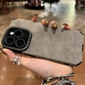 New Fashion Fur Leather Soft Phone Case For iPhone 15 14 13 12 11 Pro Max Plus Shockproof Lens Protection Silicone Cover funda