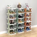 Multi story space saving folding shoe rack, simple plastic shoe rack, household preview-1